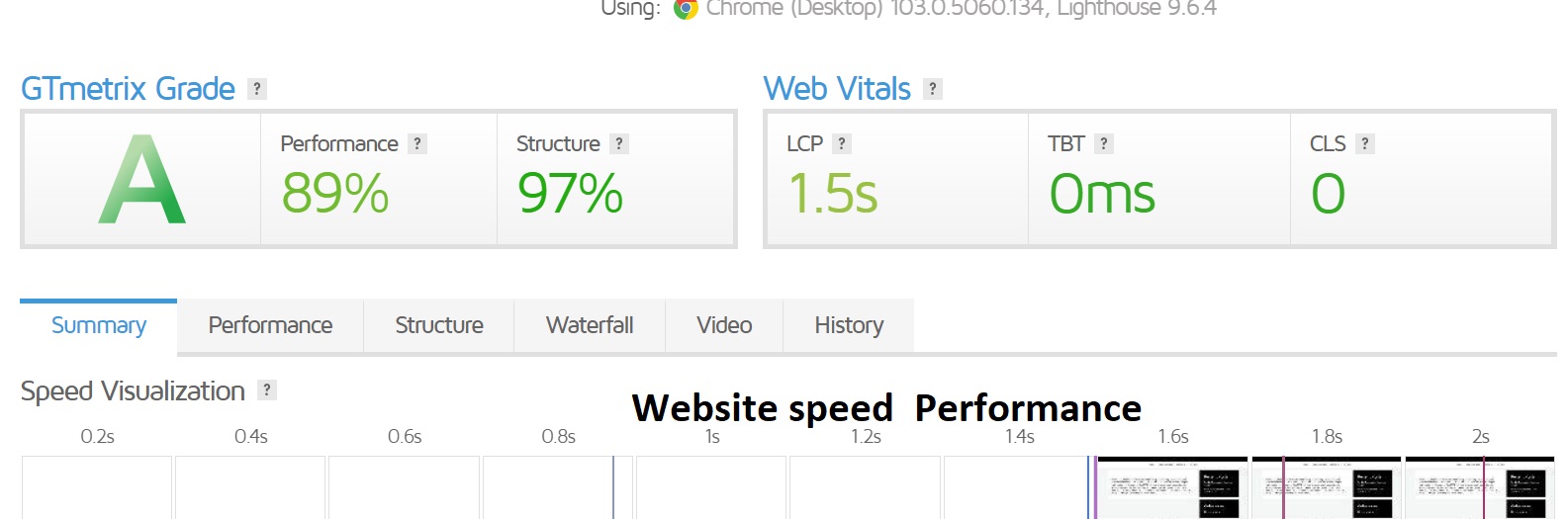 Website speed Performance